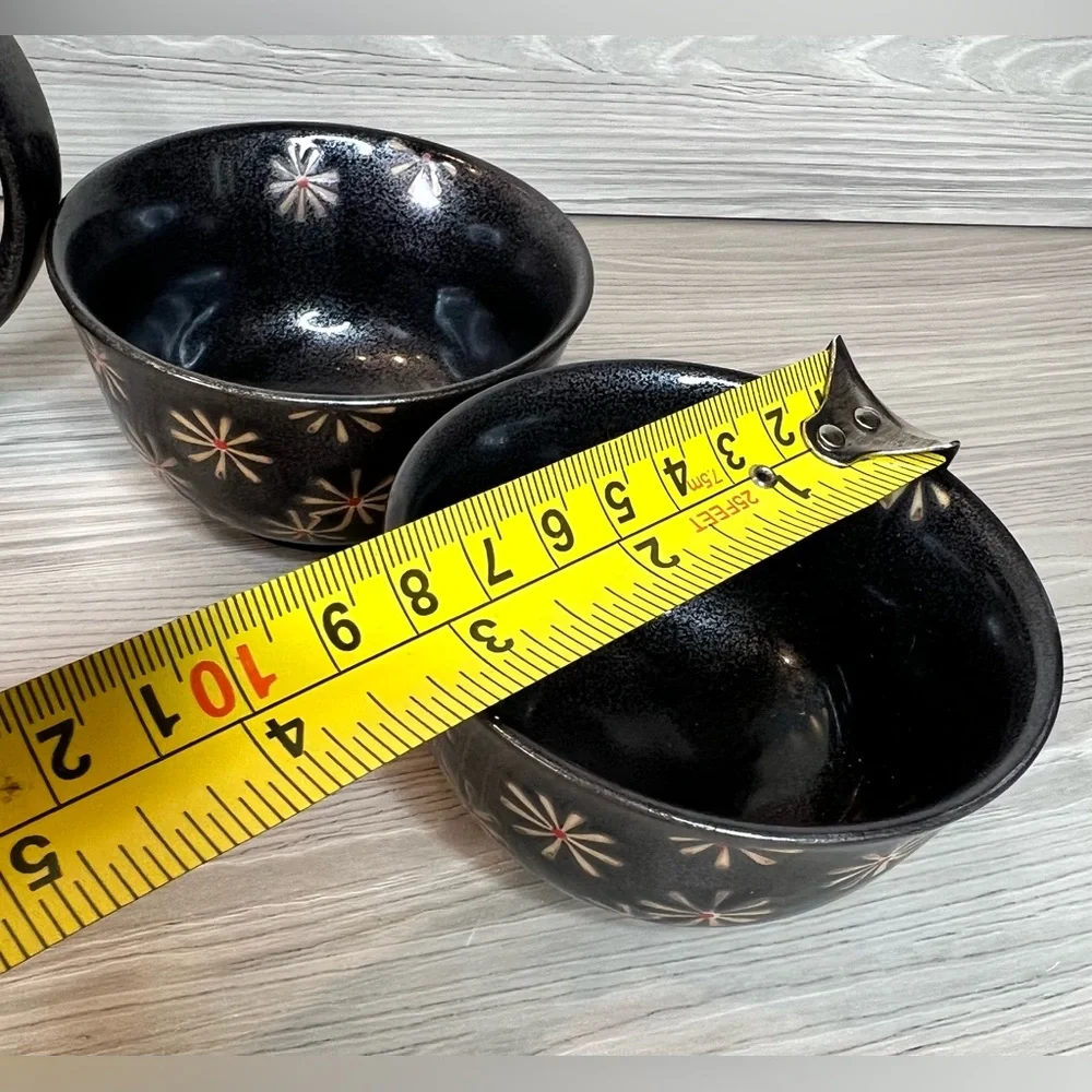 Elegant Black & Gold Floral Tea Set - 4 Piece Set with Teapot‎ And 2 Cups